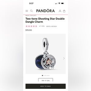 Pandora Two-Tone Shooting Star Double Rose Gold-Plated Dangle Charm